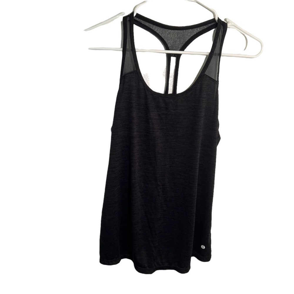 Layer 8 Women's Size Small Racerback Tank Top Heathered‎ Black Mesh Qwick-Dry
